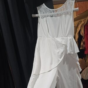 Elegant White Lace Overlay Dress